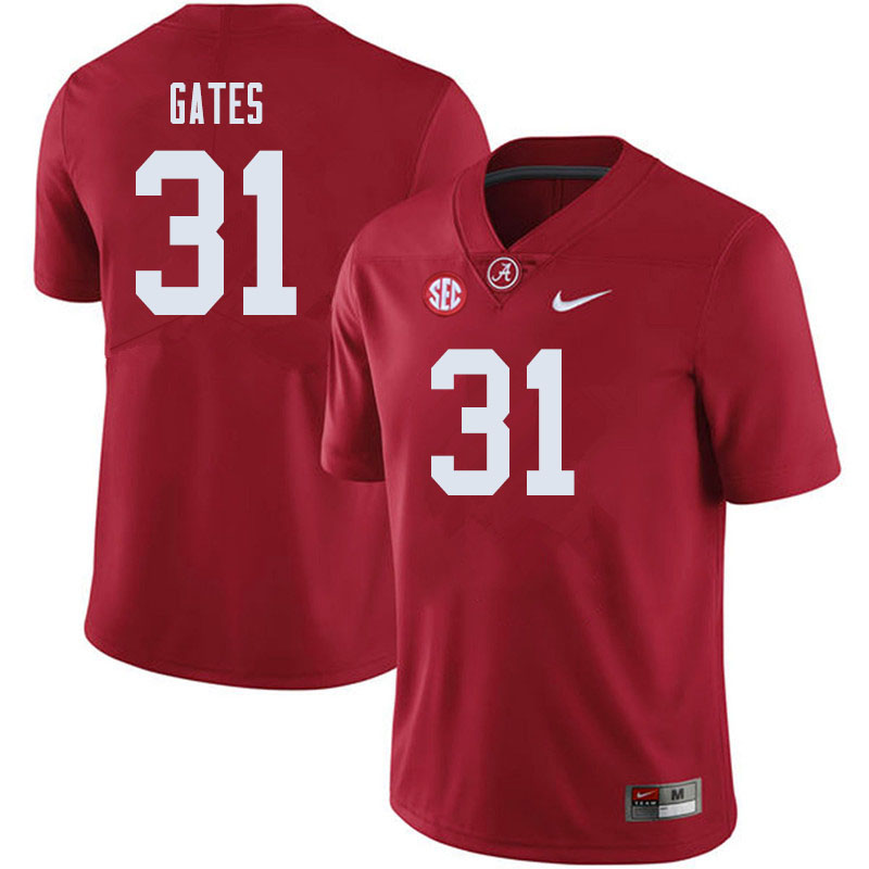 Men #31 A.J. Gates Alabama Crimson Tide College Football Jerseys Sale-Crimson